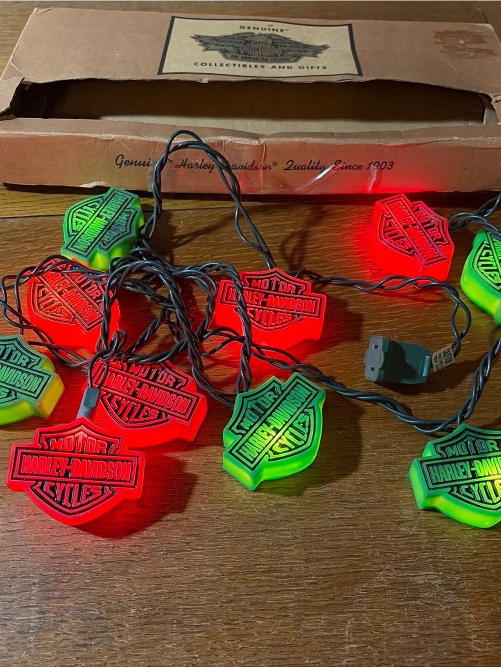 Harley-Davidson Red and Green Logo String Lights